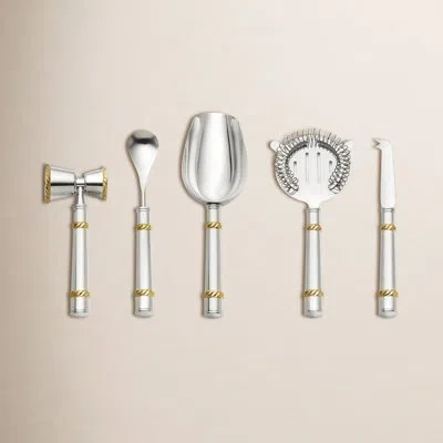 Reed & Barton Reed And Barton Roseland 5-piece Bar Tool Set In Gold;silver