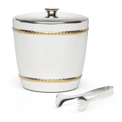 Reed & Barton Reed And Barton Roseland Ice Bucket & Tongs In Silver