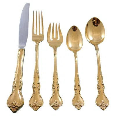 Pre-owned Reed & Barton Savannah Gold By  Sterling Silver Flatware Service 12 Set 60 Pcs