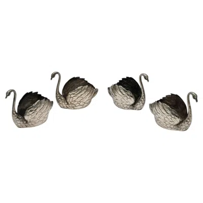 Pre-owned Reed & Barton Set Of 4  Sterling Silver Swan Salt Cellars/bowls 415 #25013 In Multi