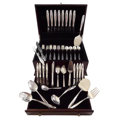 Pre-owned Reed & Barton Silver Sculpture By  Sterling Silver Flatware Service 8 Set 53 Pcs In Black