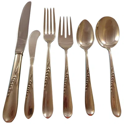 Pre-owned Reed & Barton Silver Wheat By  Sterling Silver Flatware Set 12 Service 80 Pieces In Black
