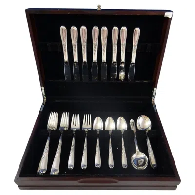 Pre-owned Reed & Barton Silver Wheat By  Sterling Silver Flatware Set 8 Service 40 Pieces In Black