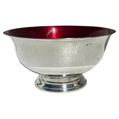 Pre-owned Reed & Barton Reed And Barton Silverplate And Ruby Red Paul Revere Liberty Bowl