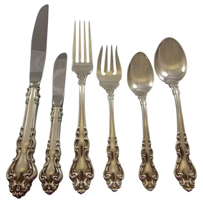 Pre-owned Reed & Barton Spanish Baroque By Reed And Barton Sterling Silver Dinner Flatware Service 8 Set In Brown
