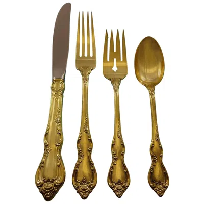 Pre-owned Reed & Barton Spanish Provincial Gold By Towle Sterling Silver Flatware Service Set 12