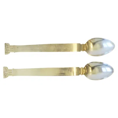 Pre-owned Reed & Barton Swid Powell Postmodern Serving Spoons Neoclassical Column By Robert Venturi In Silver