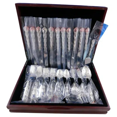 Pre-owned Reed & Barton Tara By Reed And Barton Sterling Silver Flatware Set Service 55 Pcs New Unused In Black