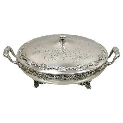 Pre-owned Reed & Barton Victorian Silver Plated Round Lidded Twin Handle Serving Dish