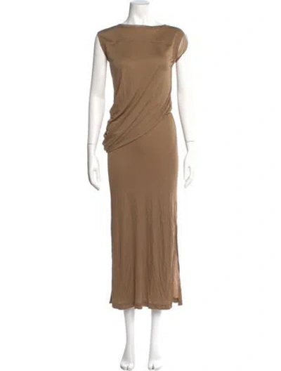 Pre-owned Reed Krakoff Bateau Neckline Long Dress In Neutral