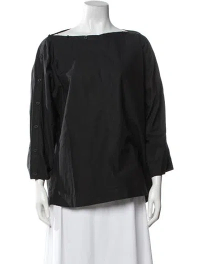 Pre-owned Reed Krakoff Bateau Neckline Three-quarter Sleeve Top In Black