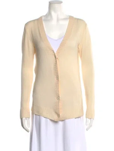 Pre-owned Reed Krakoff Cashmere V-neck Button-up Top In Neutrals