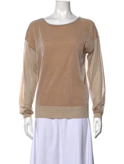 Pre-owned Reed Krakoff Crew Neck Long Sleeve Top In Metallic/neutrals