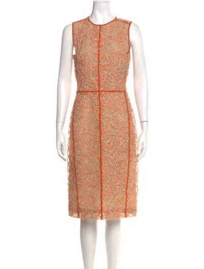 Pre-owned Reed Krakoff Crew Neck Midi Length Dress In Neutral