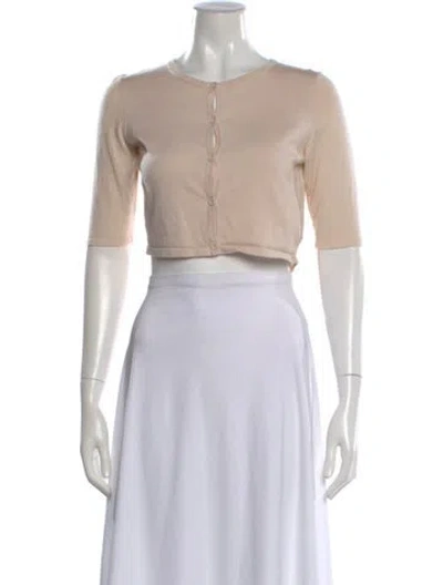Pre-owned Reed Krakoff Crew Neck Short Sleeve Crop Top In Neutral