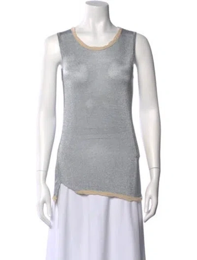 Pre-owned Reed Krakoff Crew Neck Sleeveless Top In Silver