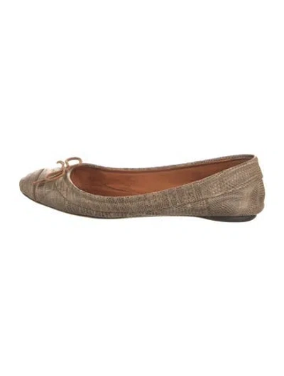 Pre-owned Reed Krakoff Embossed Leather Animal Print Ballet Flats In Brown