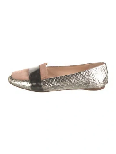 Pre-owned Reed Krakoff Embossed Leather Colorblock Pattern Ballet Flats In Multi