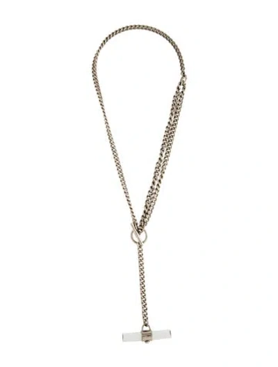 Pre-owned Reed Krakoff Enamel Double Strand Lavalier Necklace, 20" In White