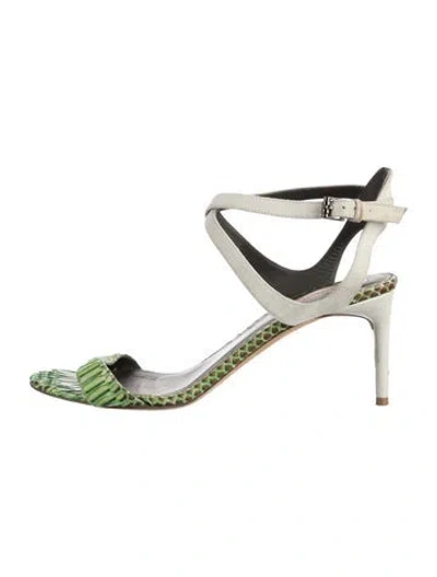 Pre-owned Reed Krakoff Fish Skin Animal Print Sandals In Green