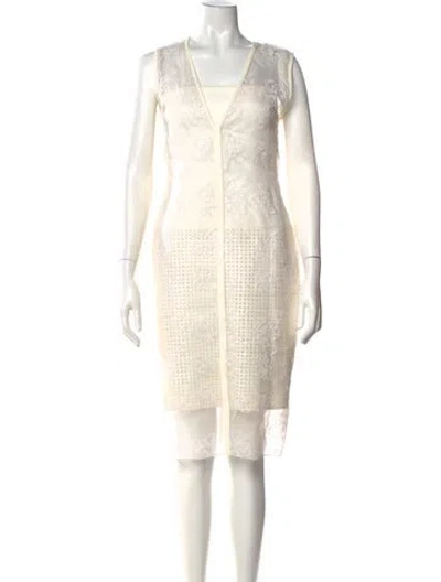 Pre-owned Reed Krakoff Floral Print Knee-length Dress In Neutral