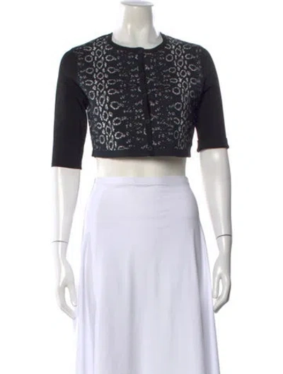 Pre-owned Reed Krakoff Lace Pattern Crew Neck Top In Black