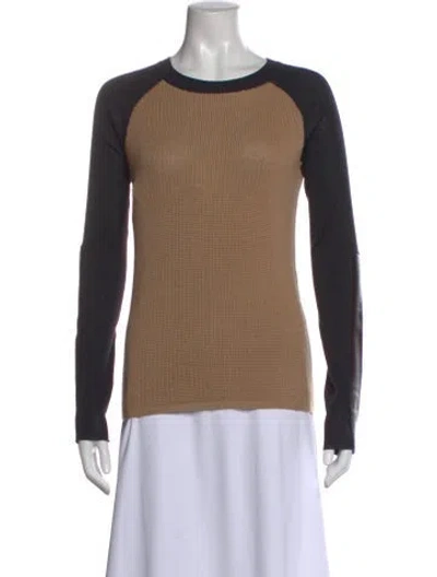 Pre-owned Reed Krakoff Lamb Leather Colorblock Pattern Sweater In Neutral