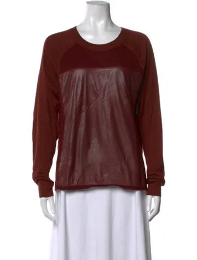 Pre-owned Reed Krakoff Lamb Leather Crew Neck Sweater In Red