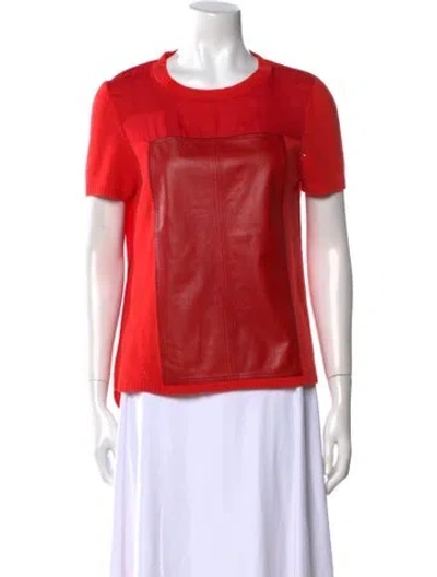 Pre-owned Reed Krakoff Lamb Leather Crew Neck T-shirt In Red