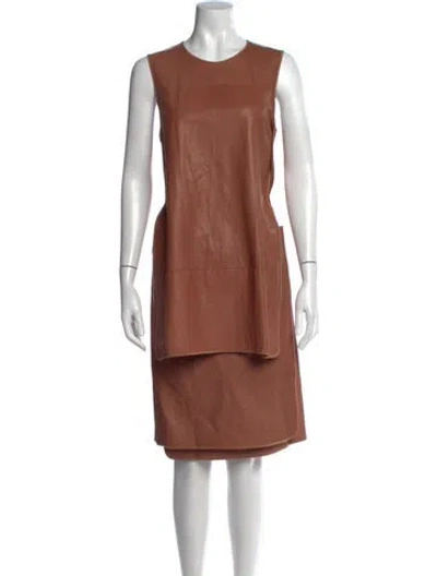 Pre-owned Reed Krakoff Lamb Leather Knee-length Dress In Brown