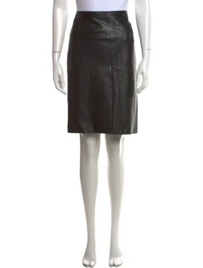 Pre-owned Reed Krakoff Lamb Leather Knee-length Skirt In Black