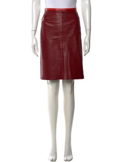 Pre-owned Reed Krakoff Lamb Leather Midi Length Skirt In Red