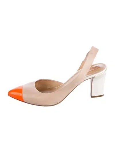 Pre-owned Reed Krakoff Leather Colorblock Pattern Slingback Pumps In Neutral