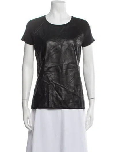 Pre-owned Reed Krakoff Leather Crew Neck Top In Black