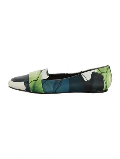 Pre-owned Reed Krakoff Leather Floral Print Loafers In Blue