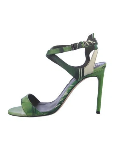 Pre-owned Reed Krakoff Leather Floral Print Sandals In Green