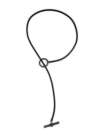 Pre-owned Reed Krakoff Leather Lariat Necklace, 36" In Black