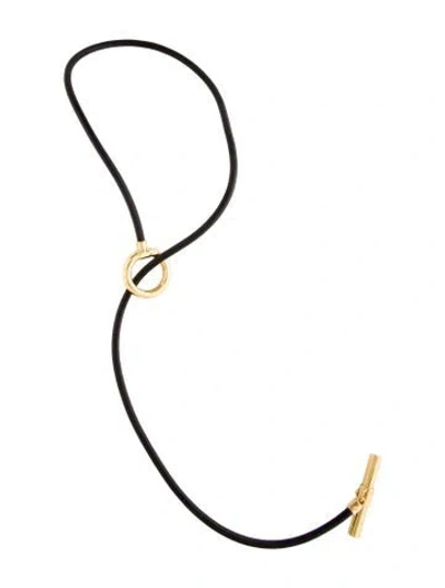 Pre-owned Reed Krakoff Leather Lariat Necklace, 36" In Black