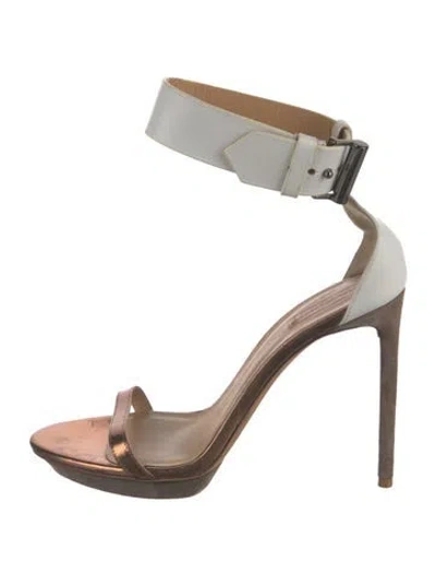 Pre-owned Reed Krakoff Leather Sandals In Metallic/white