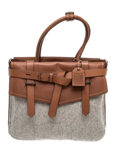 Pre-owned Reed Krakoff Leather Shoulder Bag In Brown/grey