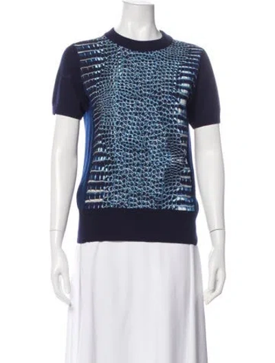 Pre-owned Reed Krakoff Merino Wool Animal Print Sweater In Blue