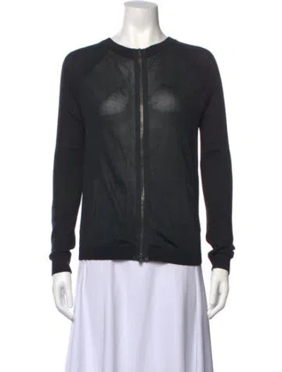 Pre-owned Reed Krakoff Merino Wool Open Front Sweater In Black