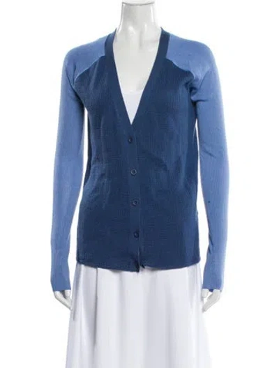 Pre-owned Reed Krakoff Merino Wool V-neck Sweater In Blue