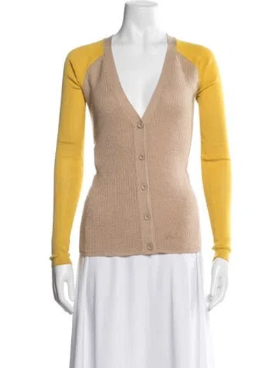 Pre-owned Reed Krakoff Merino Wool V-neck Sweater In Neutral