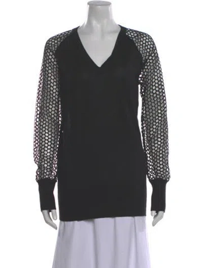 Pre-owned Reed Krakoff Merino Wool V-neck Top In Gray