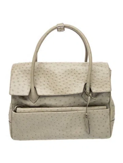 Pre-owned Reed Krakoff Ostrich Top Handle Bag In Green