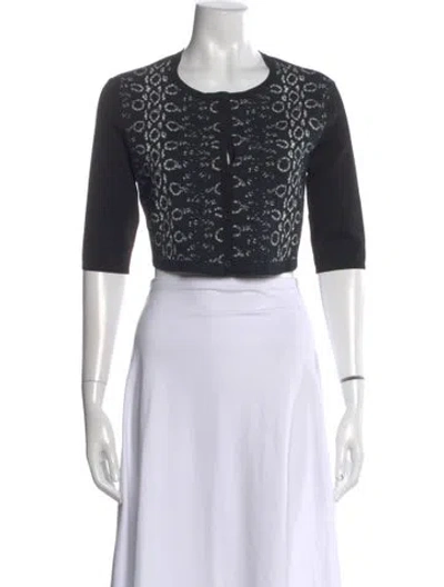 Pre-owned Reed Krakoff Patterned Crew Neck Button-up Top In Black