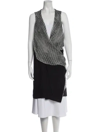 Pre-owned Reed Krakoff Plaid Print Plunge Neckline Tunic In Black