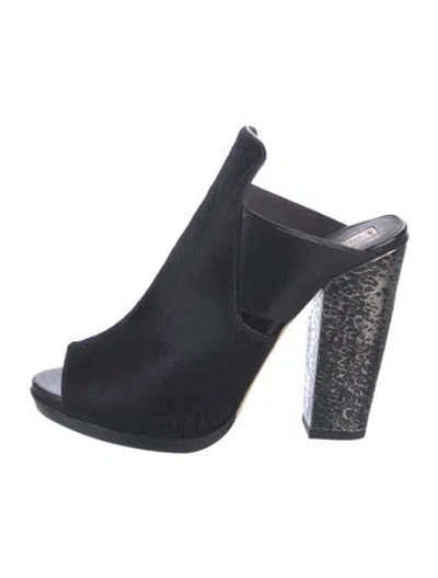Pre-owned Reed Krakoff Ponyhair Cutout Accent Mules In Blue