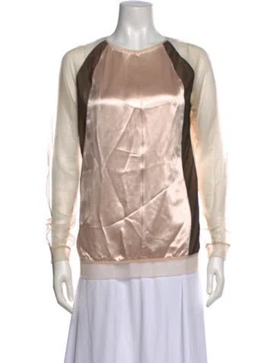 Pre-owned Reed Krakoff Scoop Neck Long Sleeve Blouse In Pink